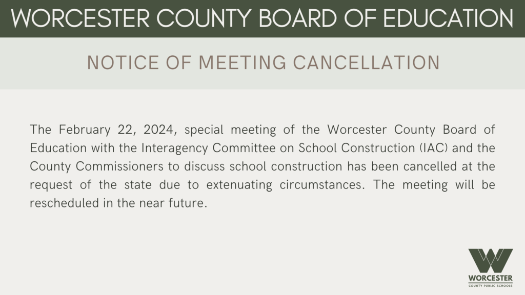 BOE Meeting Cancelled