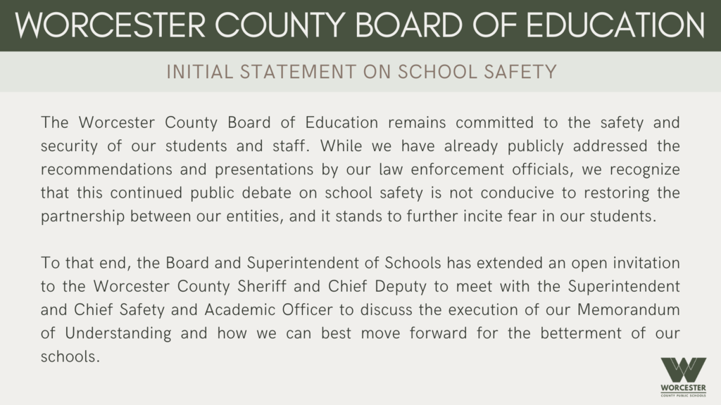 Board of Education Statement on School Safety