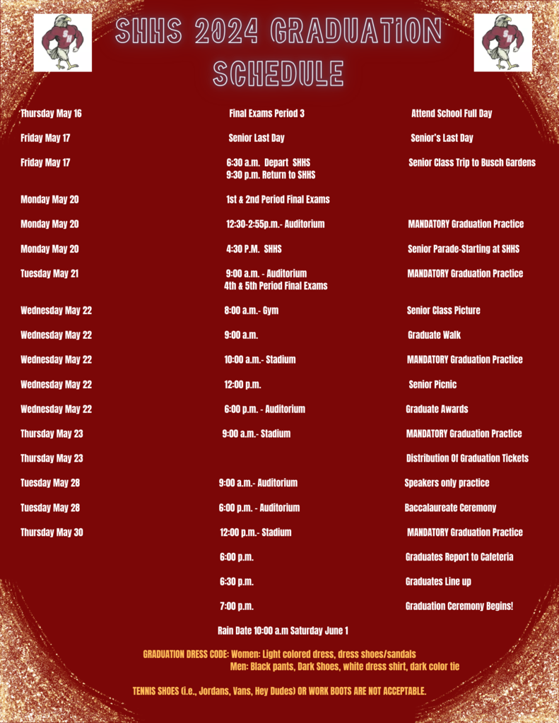 Graduation Schedule 2024 Seniors