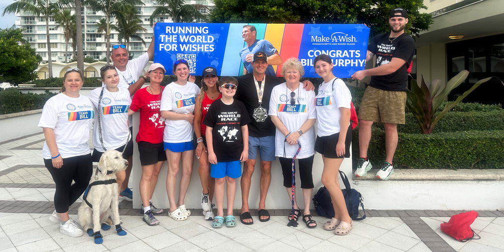 Bill Murphy with his family at the conclusion of The Great World Race in Miami, Florida.