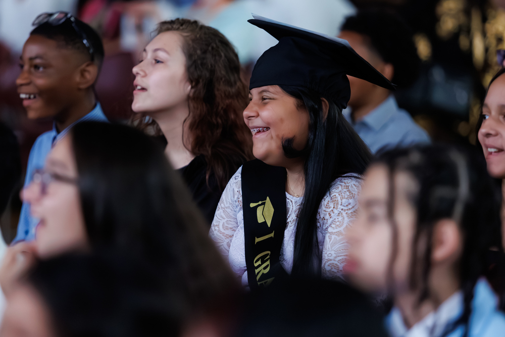 A girl wearing a graduation cap