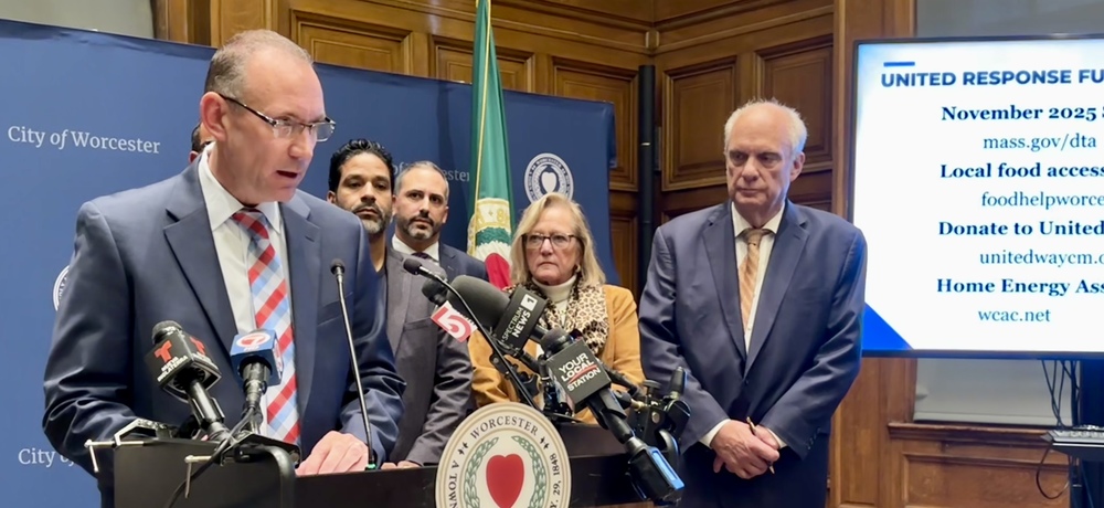 The superintendent speaking at a podium