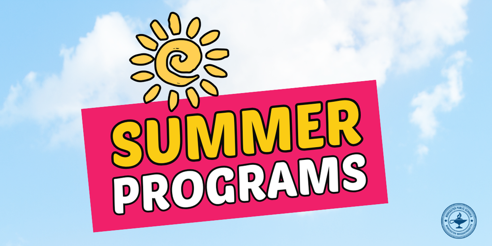 A website banner that says "Summer Programs" with an image of the sun and the Worcester Public Schools logo in the corner.