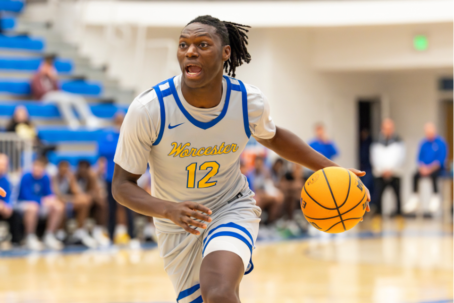 Joe Okla drives to the hoop.