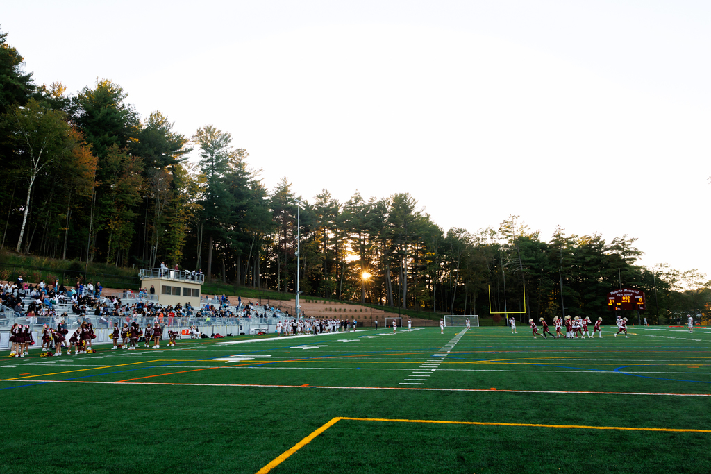 A wide angle shot of the new Doherty turf field.