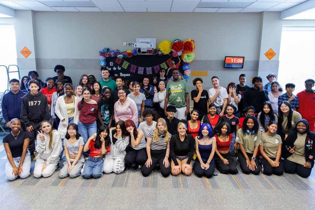 South High students pose together for a large group photo.