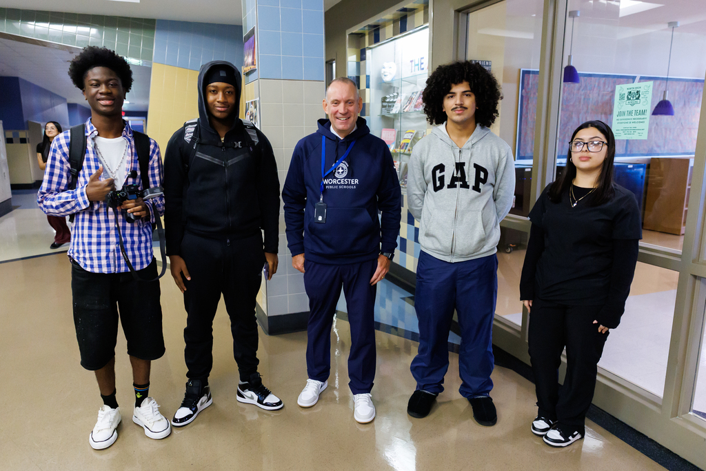 Students from North High alongside Superintendent Brian E. Allen.