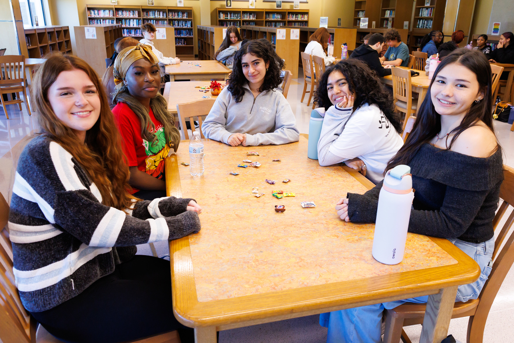 Five students from Burncoat sit together.