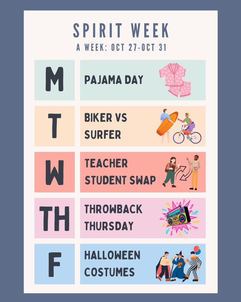 Themes for Spirit Week by Day A Week