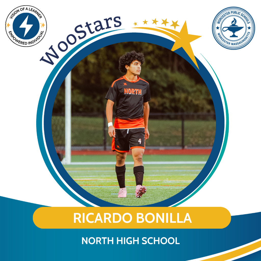 A WooStars graphic of Ricardo Bonilla, 11th Grade at North High School.