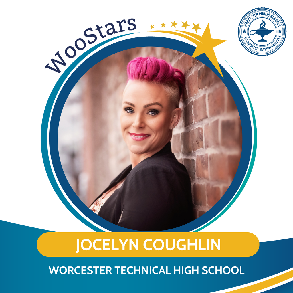 A WooStars graphic of Jocelyn Coughlin of Worcester Technical High School.
