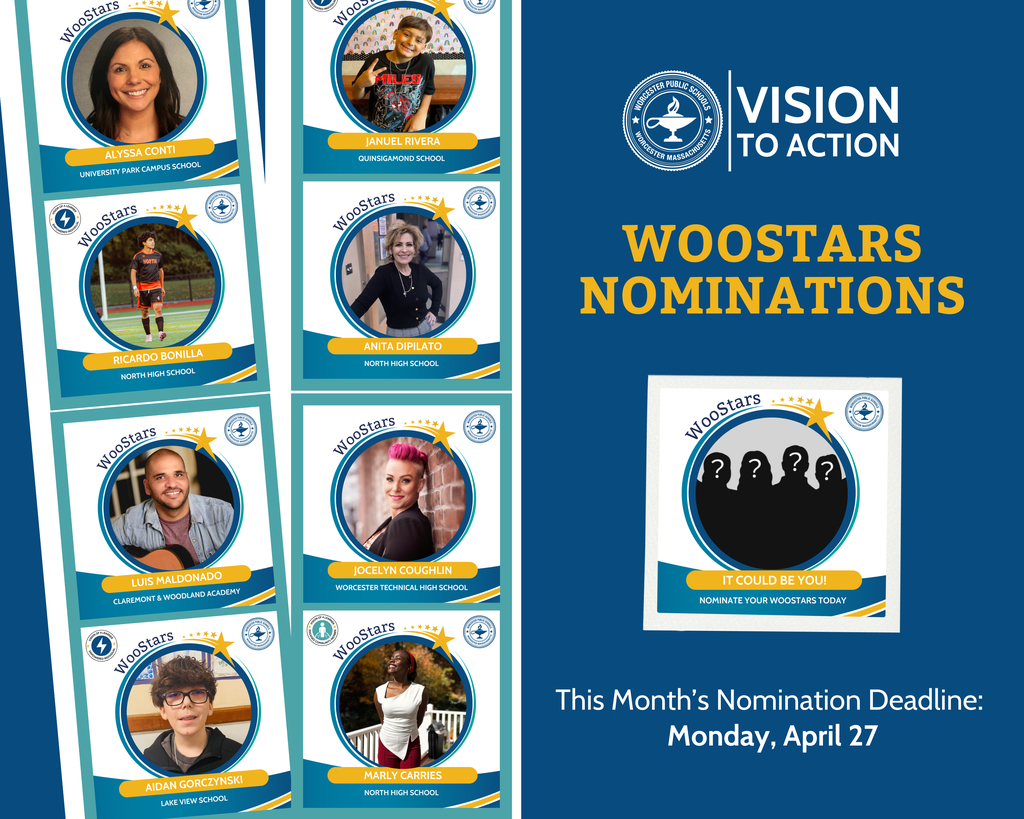 A social media graphic that says WooStars Nominations and "This Month's Nomination Deadline" with the date "Monday, April 27"