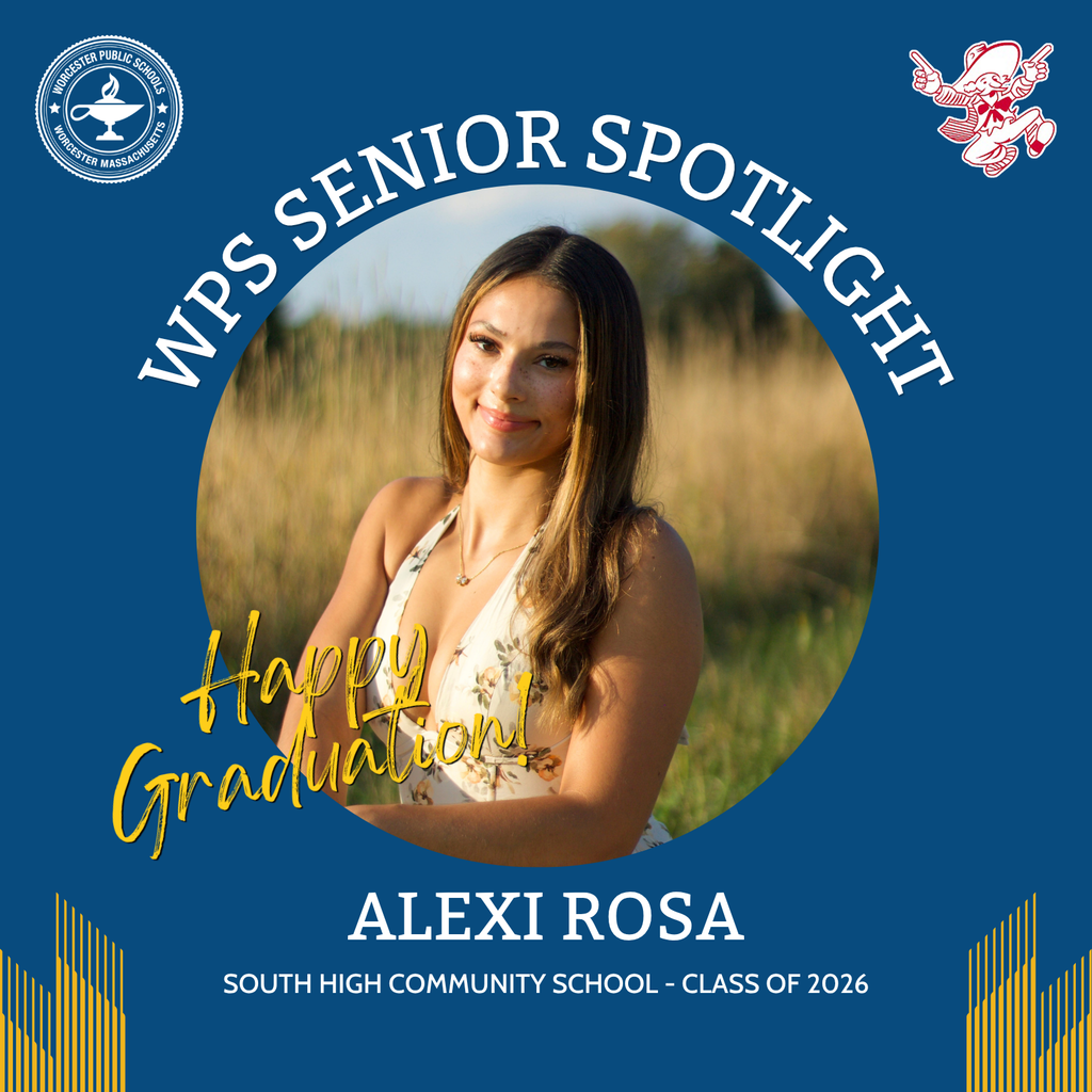 A senior spotlight graphic of Alexi Rosa with the words South High Community School, Class of 2026.