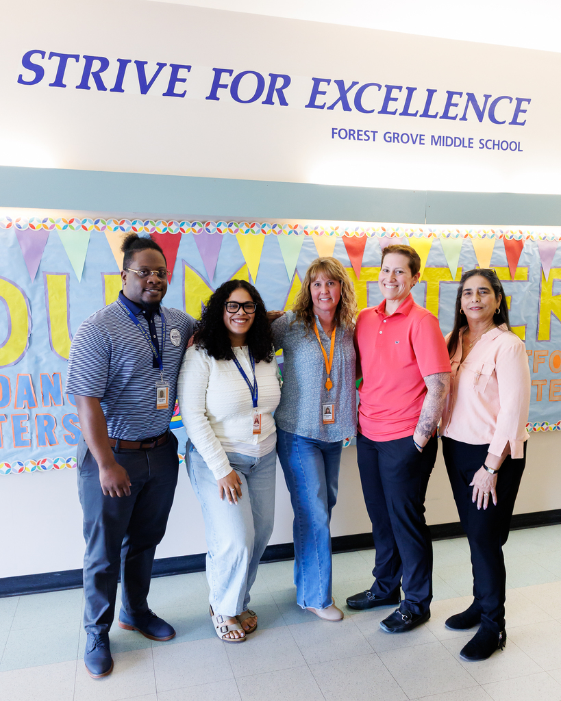 Five administrative professionals from Forest Grove Middle School.