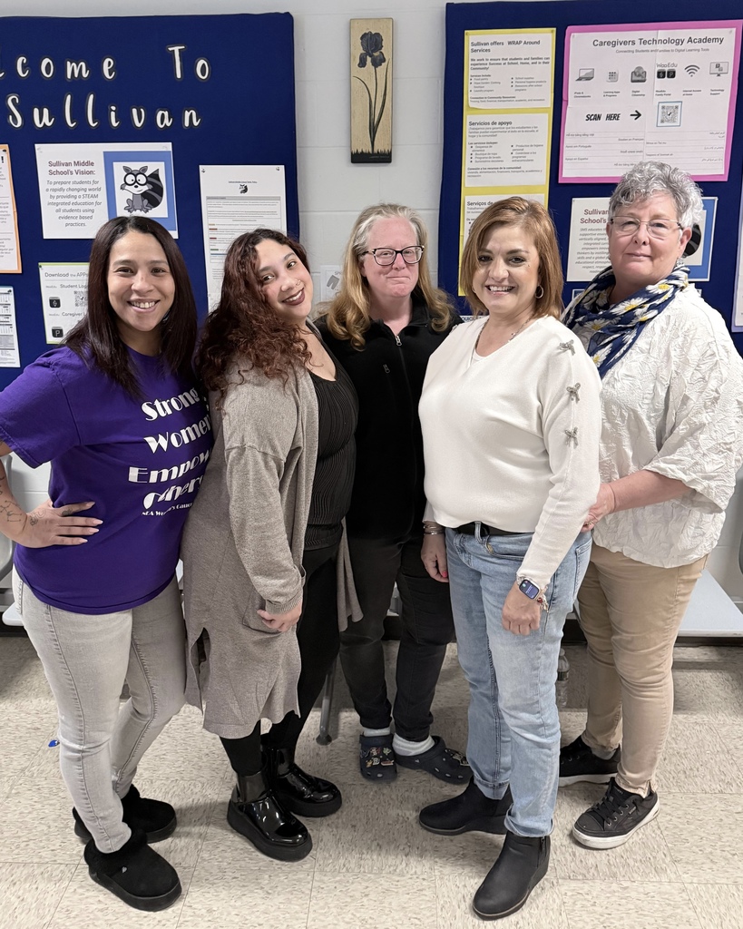 Five administrative professionals from Sullivan Middle School.