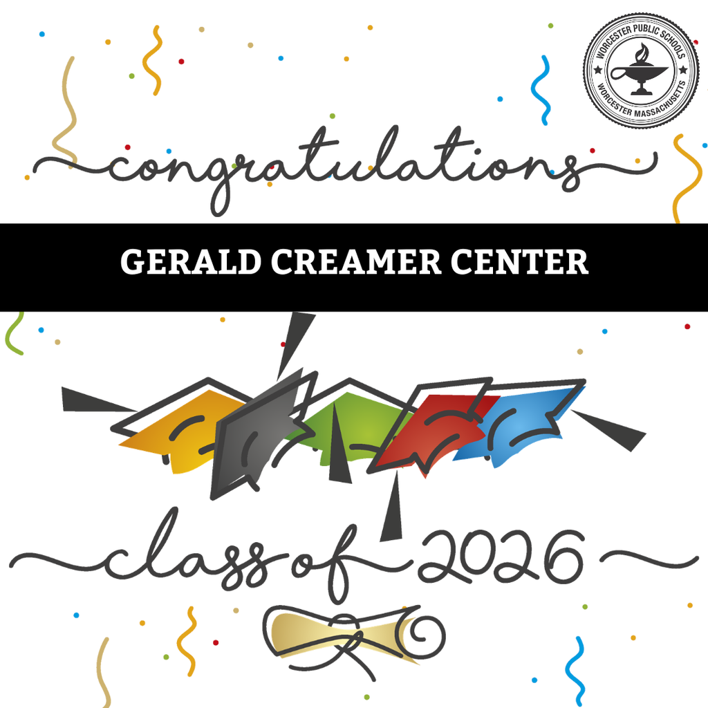 Congratulations to the Gerald Creamer Center Class of 2026, with colorful graduation caps and confetti.