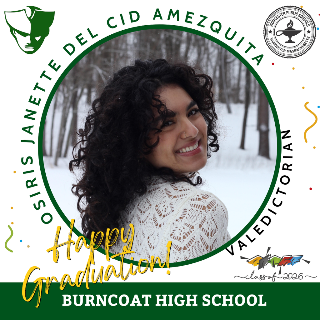 Osiris Janette Del Cid Amezquita, Valedictorian of Burncoat High School's Class of 2026, smiles in a winter setting.