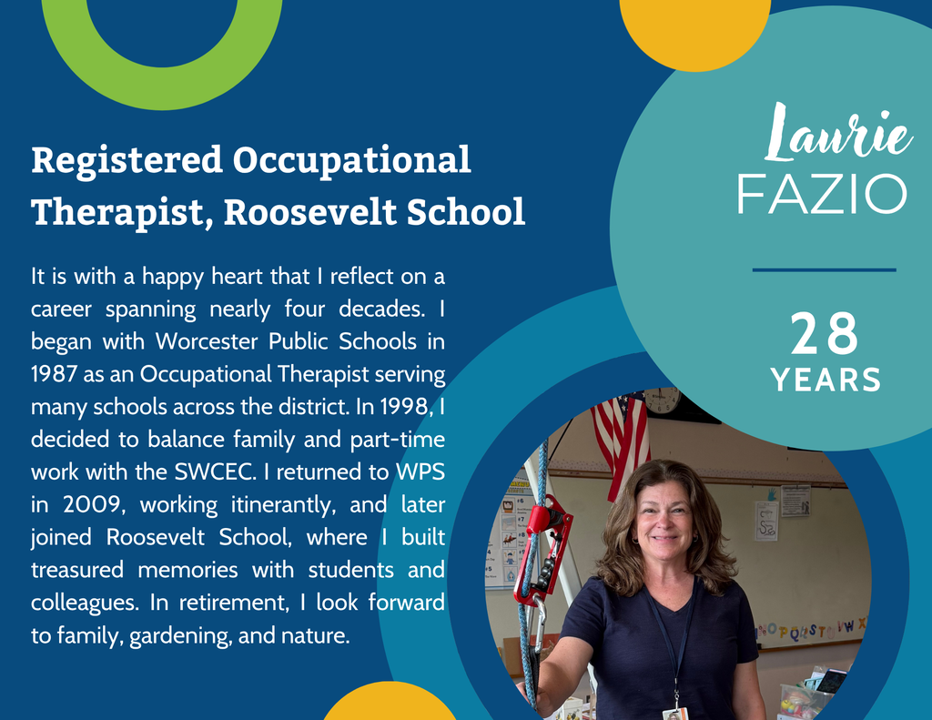 Laurie Fazlo, a Registered Occupational Therapist at Roosevelt School, smiles warmly.