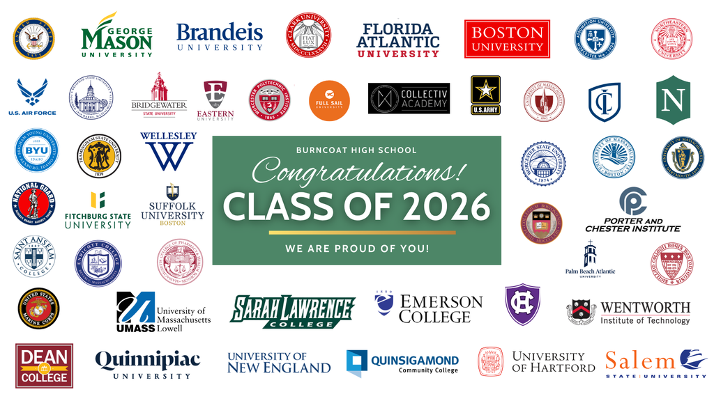 College and career placement logos for Burncoat High School.