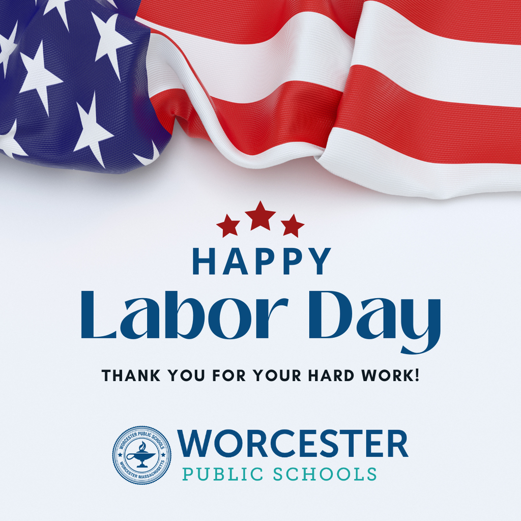 A graphic celebrating Labor Day with the American flag and text 'HAPPY Labor Day'.