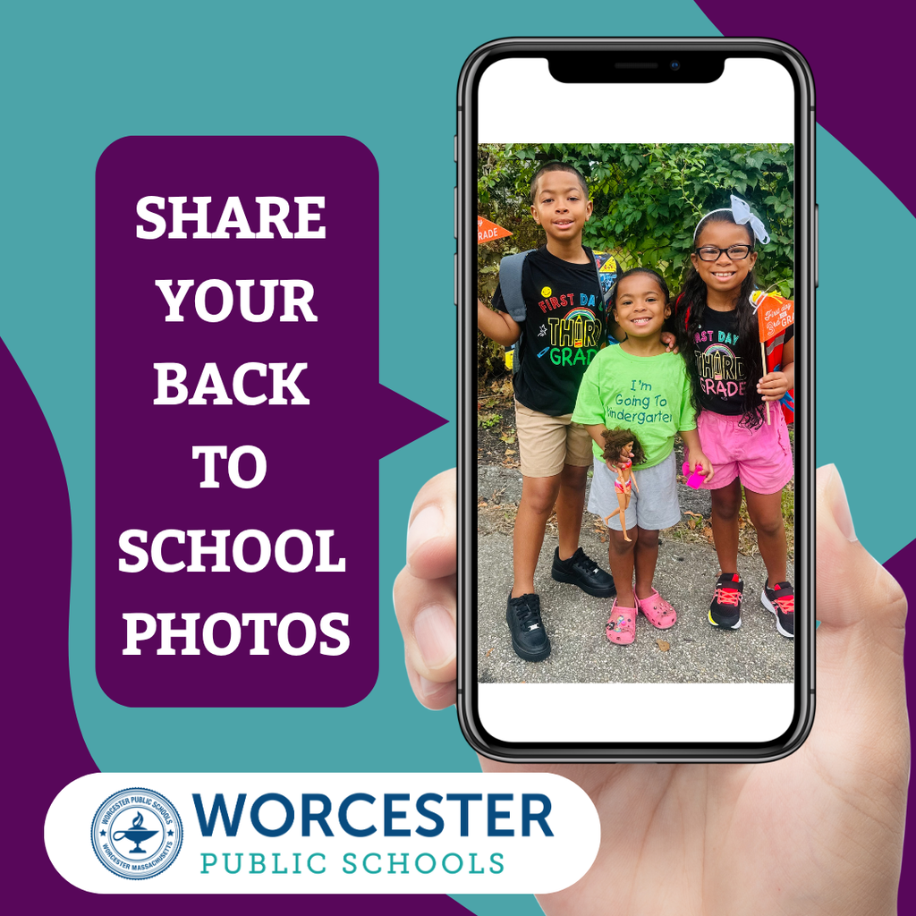 A graphic that says "Share Your Back to School Photos"