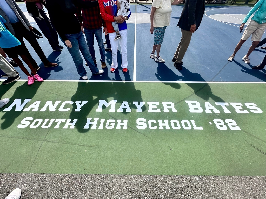 A court dedication reads "Nancy Mayer Bates South High School '82".