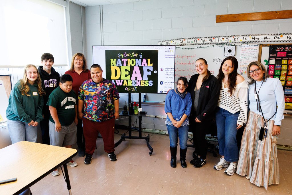 Students from the WPS Transition Department alongside staff from WPS and student helpers from Holy Cross.