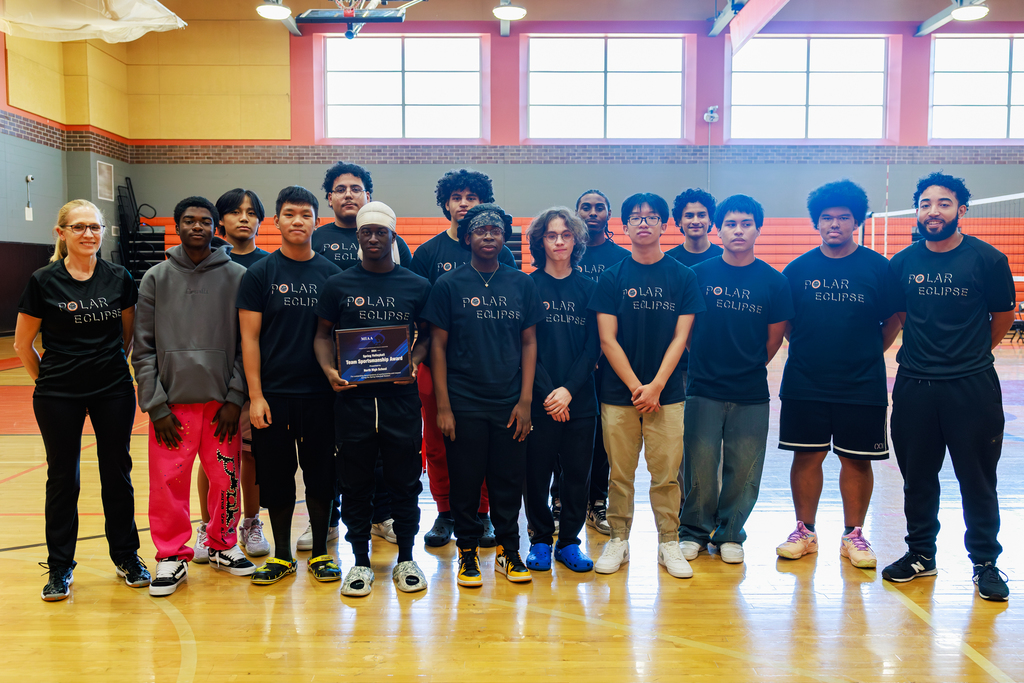 The North High Polar Bears accept the MIAA Team Sportsmanship Award.
