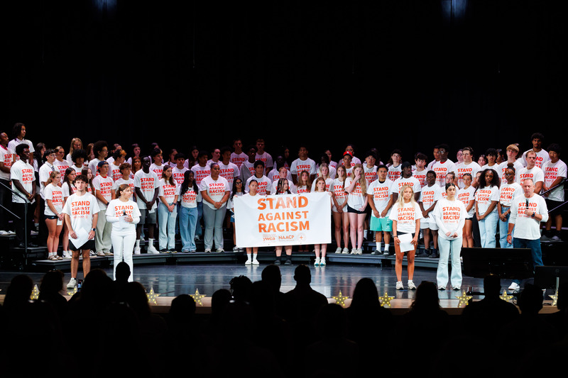 Superintendent Brian E. Allen alongside students from WPS take a stand against racism at the 2026 Leadership Convening.