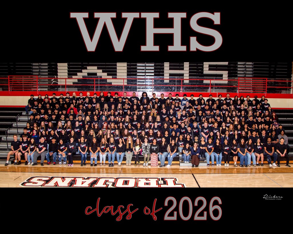 Photo of the entire WHS Class of 2026 in the WHS Gym 