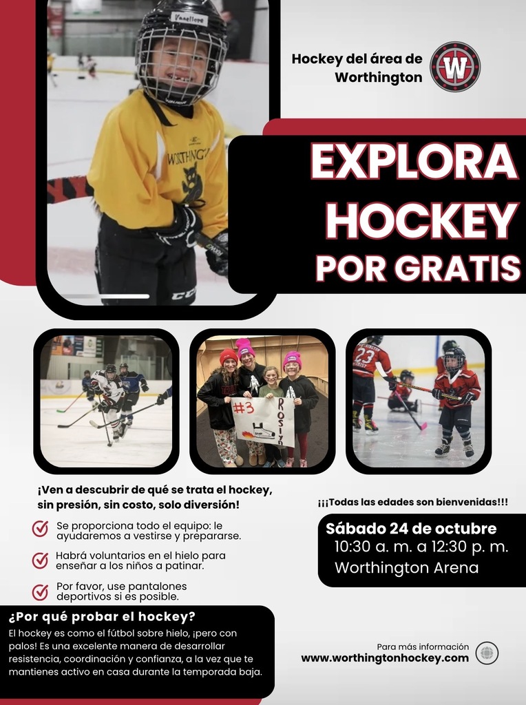 Try Hockey for Free - Sat Oct 24 at Worthington Arena - Spanish 