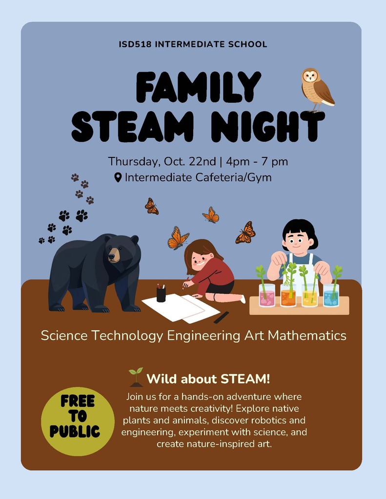 Family STEAM Night at Intermediate School - Thurs Oct 22, 2026 from 4pm to 7pm