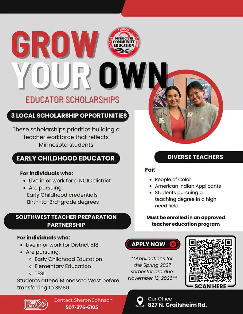 Grow Your Own Educator Scholarships Flyer for Scholarship Opportunities