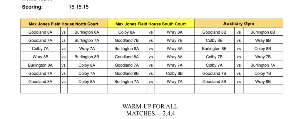 updated schedule