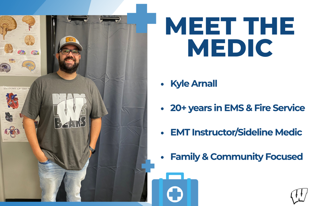 Meet The Medic Kyle Arnall 20+ years in EMS & Fire Service EMT Instructor/Sideline Medic Family & Community Focused