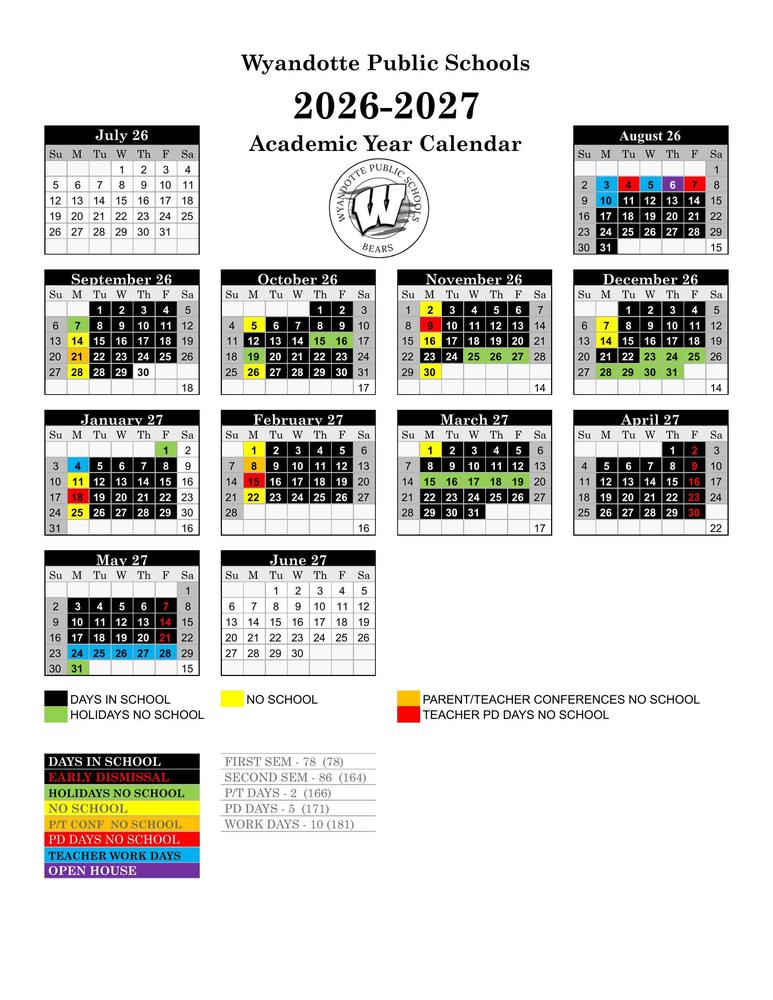 📚✨ Wyandotte Public Schools 2026–2027 Academic Calendar is Here! ✨📚