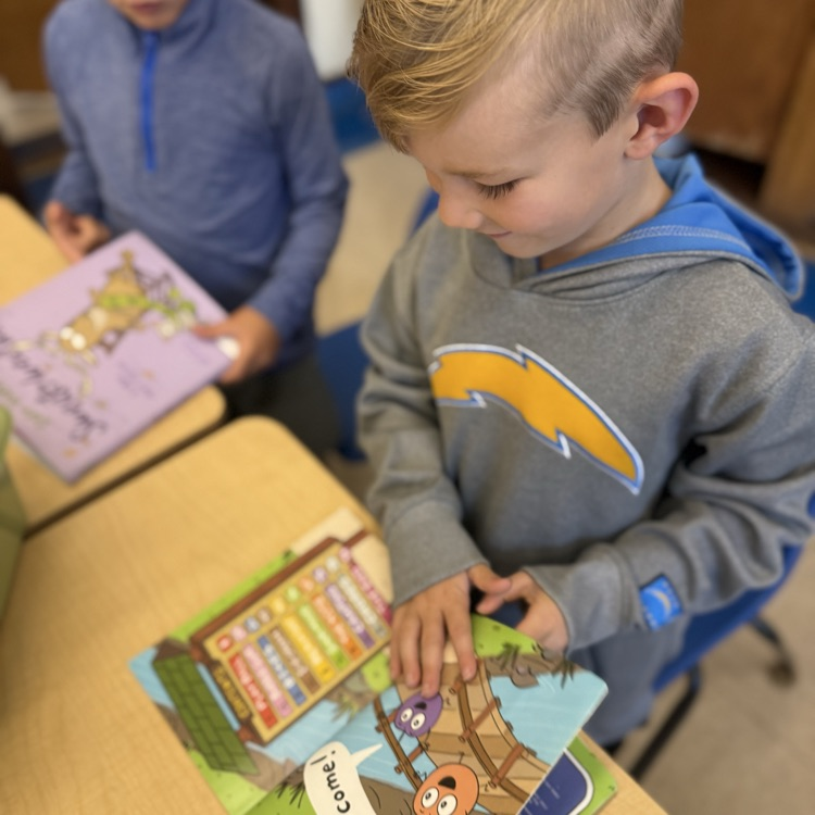 student reading book