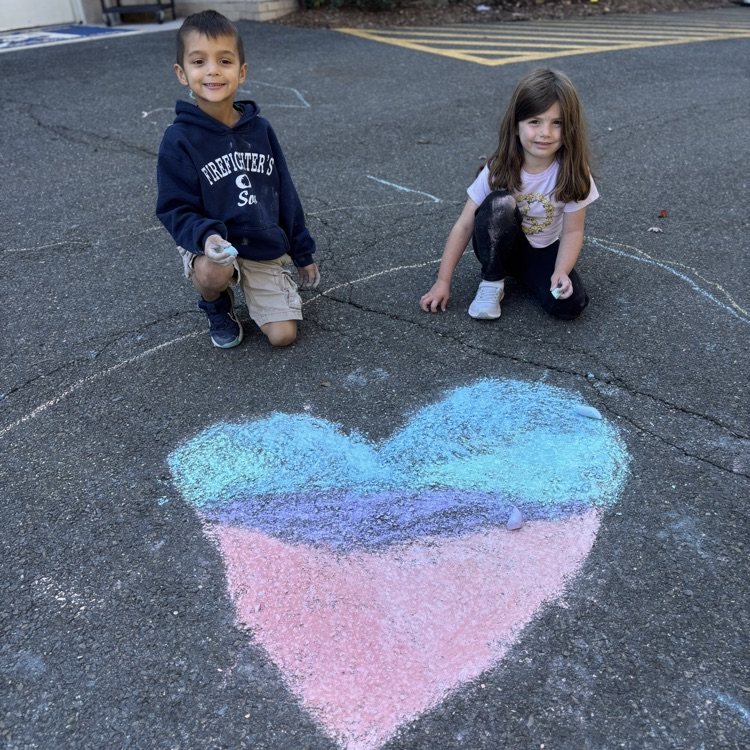 children drawing a big heart