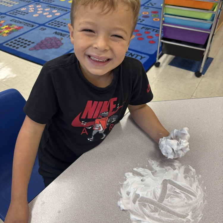 boy, writing and shaving cream