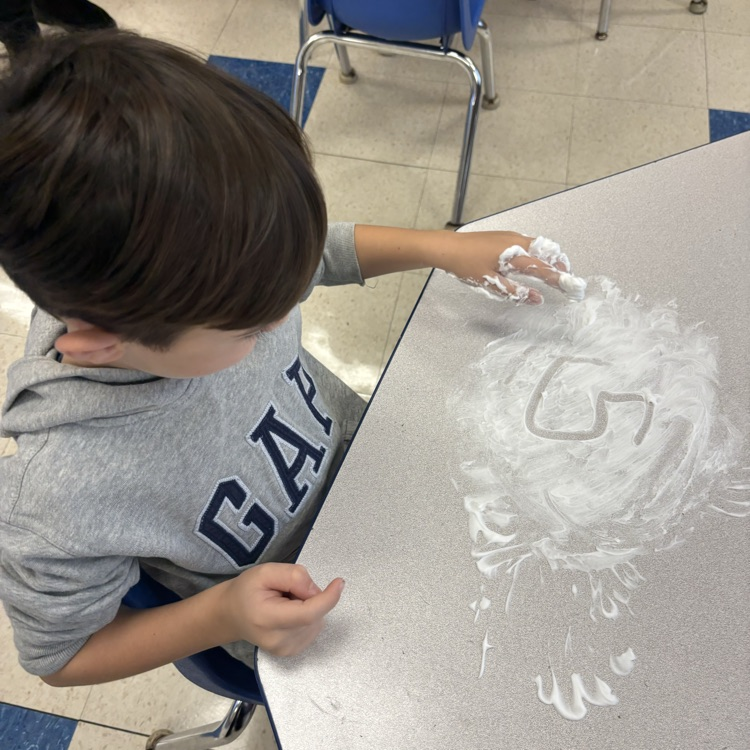boy, writing and shaving cream