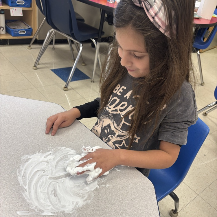 girl, writing and shaving cream