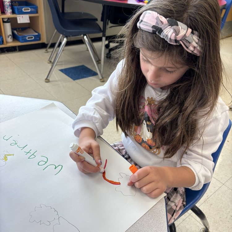 Student drawing pictures