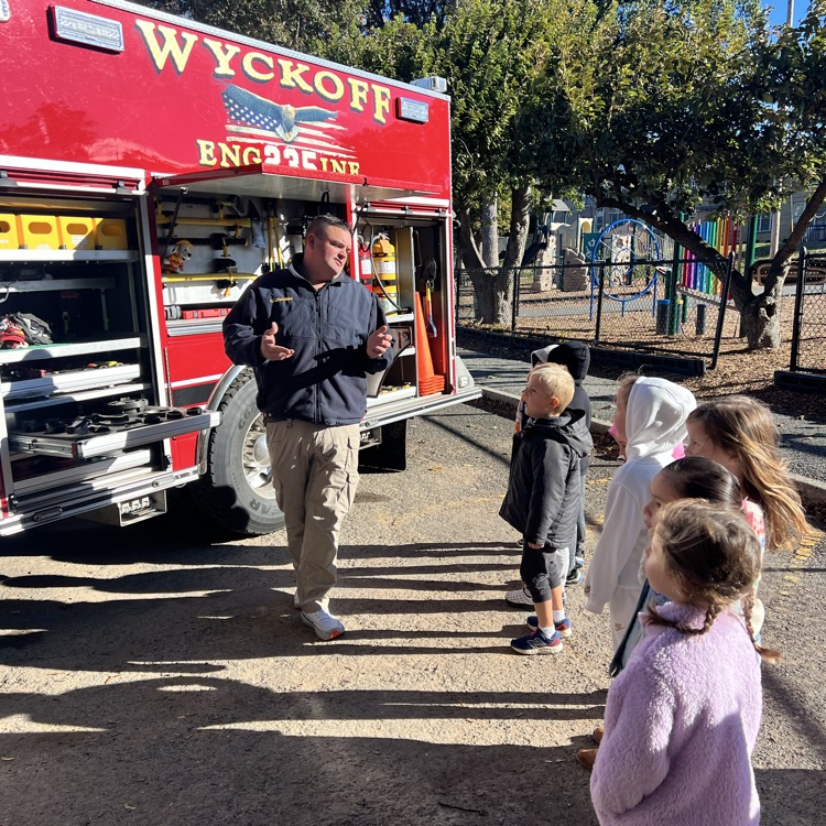 KRO enjoyed the fire prevention assembly today & watched Mrs. Ramirez get dressed up as a firefighter. They even got to go into the fire truck!
