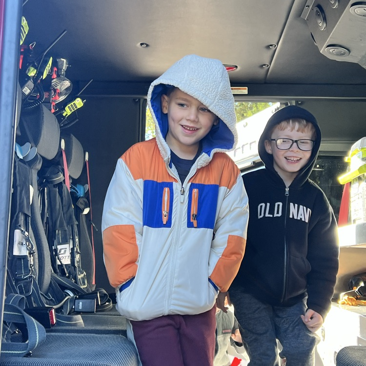 KRO enjoyed the fire prevention assembly today & watched Mrs. Ramirez get dressed up as a firefighter. They even got to go into the fire truck!