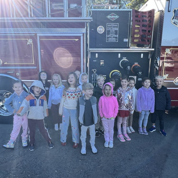 KRO enjoyed the fire prevention assembly today & watched Mrs. Ramirez get dressed up as a firefighter. They even got to go into the fire truck!