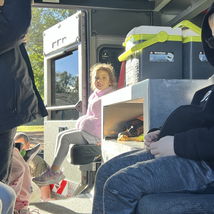 KRO enjoyed the fire prevention assembly today & watched Mrs. Ramirez get dressed up as a firefighter. They even got to go into the fire truck!