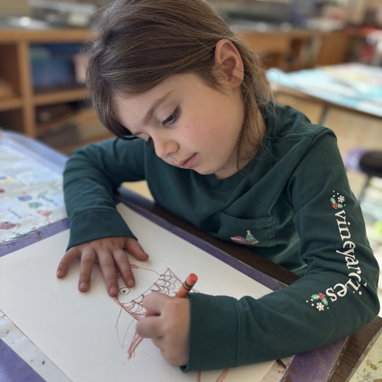 Child drawing a fish