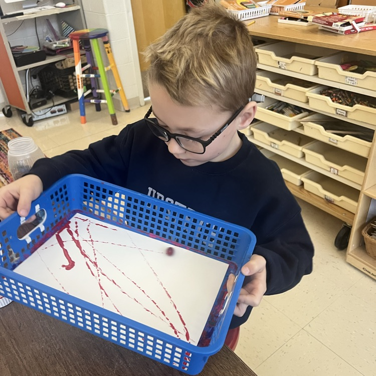 KRO enjoyed using push and pull movements with marbles to create art. A fun way to tie in Science and Art! Thank you Mrs. Viaud!