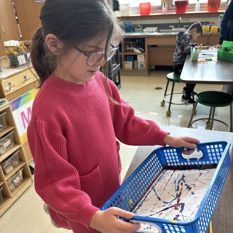 Little girl doing an art project