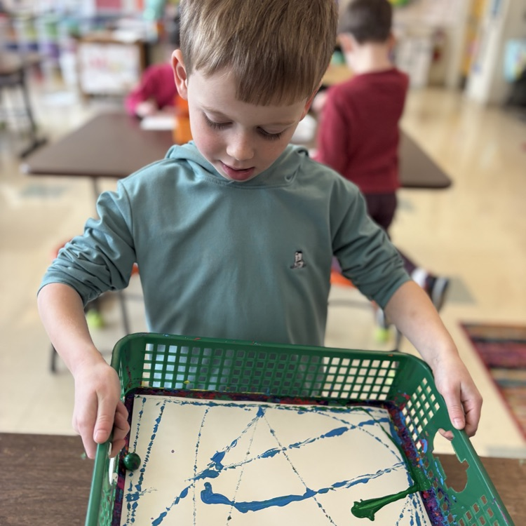 Little boy doing an art project